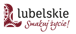 Logo Lubelskie: litera „L” z kół zębatych, napis „lubelskie” i slogan „Smakuj życie!”.